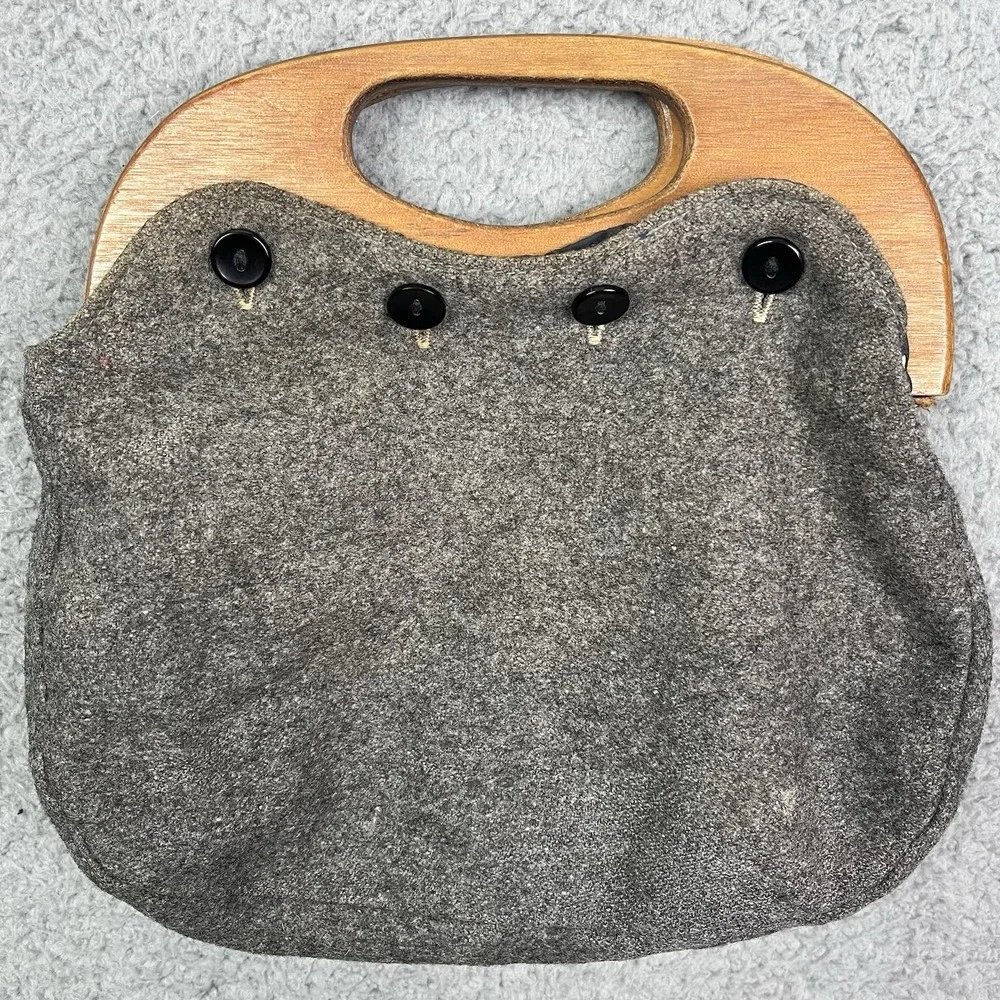 Vintage Bird Gray‎ Wooden Handle Purse Grannycore Prop Costume Display